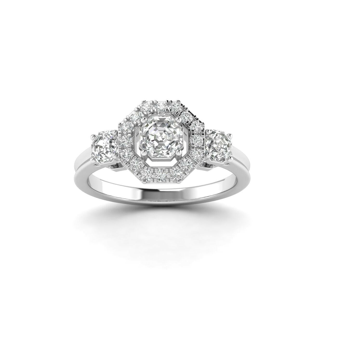 White Gold Studded 1.292 Carat Lab Grown Diamond Ring-G Color VS1 Clarity.